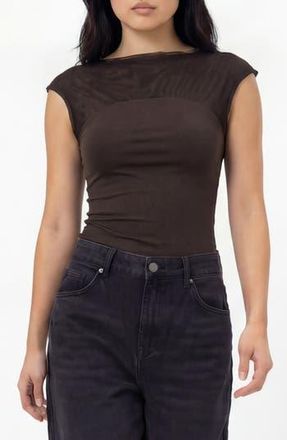 By Design Fiona Mesh Top in Hot Fudge at Nordstrom Rack, Size X-Small