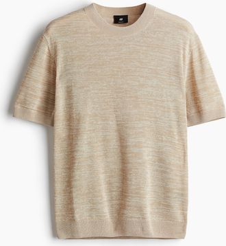 H&M Feinstrick-T-Shirt in Regular Fit - Beige