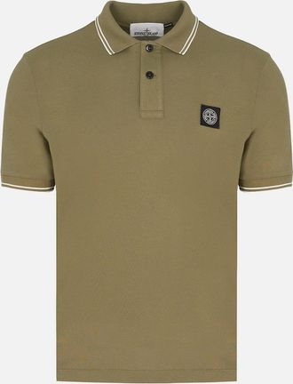 Stone Island Mens S0018 Patch Logo Polo Green - Size: 36