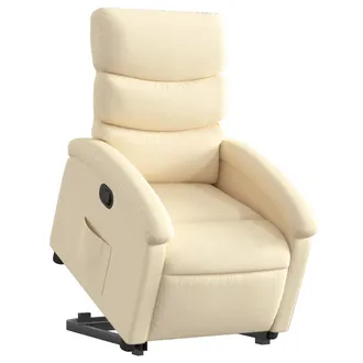 vidaXL Poltrona Alzapersona Reclinabile Crema In Tessuto - Vidaxl