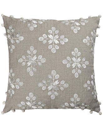 LR Home Lr Home Hand-Woven Floral Linen Throw Pillow