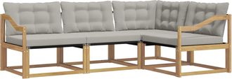 vidaXL Conjunto De Sof&aacute;s De Exterior 4 Uds. Blanco Y Gris Claro Vidaxl