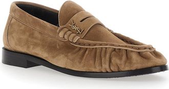 Saint Laurent Womens Loafers Le Loafer Beige Suede