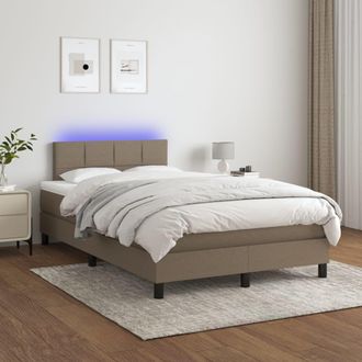vidaXL Vidaxl - Cama Box Spring Con Colch&oacute;n Y Led Tela Gris Taupe 120x200 Cm