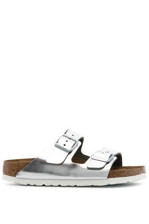 Birkenstock Womens Arizona Natural Leather Size: 40, colour: SILVER