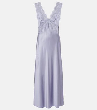 Rixo Lysandra lace-trimmed satin maxi dress