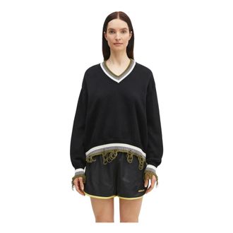 Ottolinger Jersey Oversize con Cuello en V Desgastado - Knitwear - Mujer - Negro - M