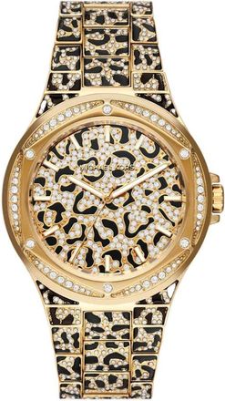 Michael Kors MK7284 Animal Pav&eacute; WoMens Watch - Stylish Black and Gold Design Stainless Steel - One Size