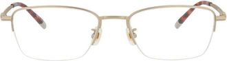 Montblanc MB0133O003 Rectangle Semi-Rim Metal Eyeglasses - Gold