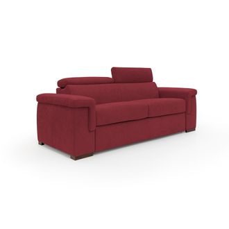 Divani.Store Giunone Sof&aacute; Cama Convertible Con Colch&oacute;n De 18 Cm Y Reposacabezas Reclinables En Tejido Impermeable 220 Cm (mat. 140x197 Cm) Rojo