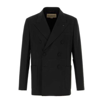 Valentino Garavani Blazers, male, Black, Size: M Double-breasted Wool Blazer