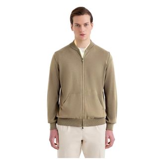 FILIPPO DE LAURENTIIS Bomber zip Cotone Cr&ecirc;pe - Heren - Vesten met rits - Beige - M - Katoen - Hoodies & sweatvesten