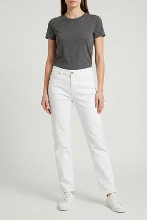 Brunello Cucinelli White Straight Leg Trousers, Brand Size 44 (US Size 10)