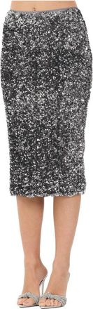 Vicolo Sequin Midi Kokerrok - Dames - Midirokken - Grijs - XS - Pailletten - Rokken