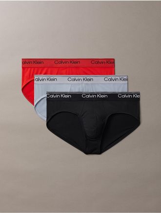 Calvin Klein Mens Microfiber Stretch 3-Pack Hip Brief - Multi - XL