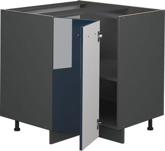 Vicco Armario De Esquina Fame-line, Azul Oscuro Alto Brillo, 80.5 Cm, Et Roble