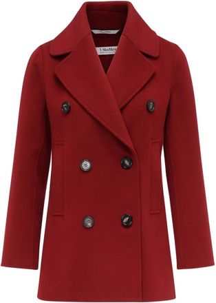 Max Mara Jassen, Dames, Rood, M, Stijlvolle Caban Jas