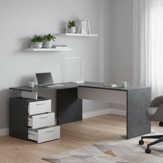 Dmora Escritorio Dguarin, Escritorio Esquinero Porta Pc, Mesa Oficina Multiusos, Escritorio Multiposici&oacute;n Ahorra Espacio, 100% Made In Italy, Cm 160x60h75, 