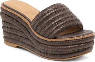 Dolce Vita Throne Platform Wedge Sandal in Chocolate Woven Raffia at Nordstrom, Size 9.5