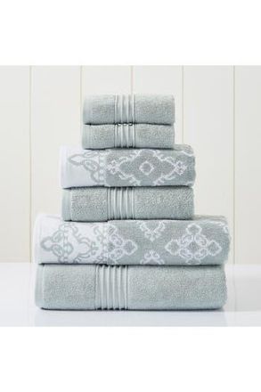 Modern Threads Yarn Dyed Jacquard/Solid Towel 6-Piece Set - Charlize Stone in Dark Sage at Nordstrom Rack, Size 6 Piece Set