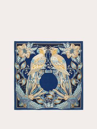 Ferragamo Women Parrots print silk scarf Blue