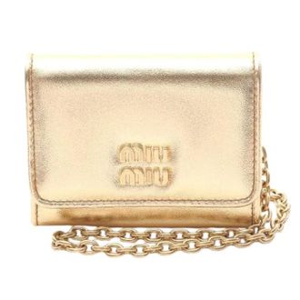 Miu Miu Pre-owned Mini Bags, female, Yellow, Size: ONE SIZE Pre-owned Leather Card Case
