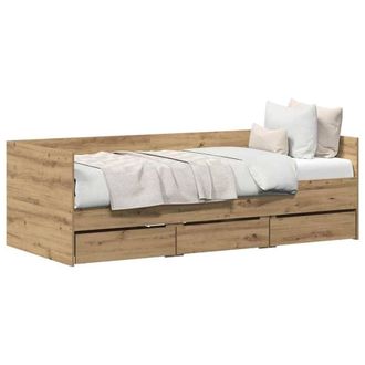 Berkfield Home Modern Daybed Artisan Oak Engineered Wood 90 x 200 cm Durable Daybed in Beige