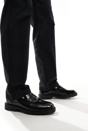 Jack & Jones Mocassini college neri con suola spessa-Nero