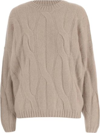 Allude Cashmere and Silk Jumper - female - Allude - Cashmere Knitwear - Beige - XS - Knitwear