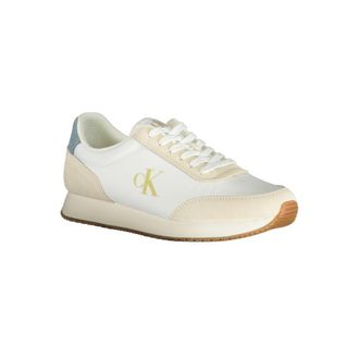 Calvin Klein Color-Block Leather-Mix Sneaker - White