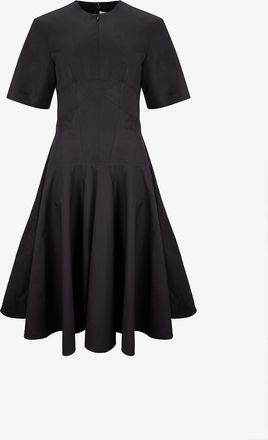 Alexander McQueen Ausgestelltes Midikleid aus Popeline mit Zip