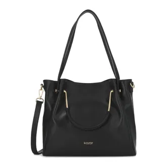 Kazar Tassen, Dames, Zwart, ONE Size, Leer, Leren Shopper Tas met Gouden Details