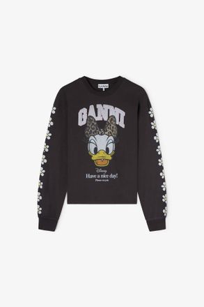 Ganni Mixed Daisy Duck Black Long-sleeve T-shirt - Size XXS Organic Cotton