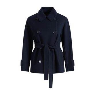 Max Mara Dames, Mantels, Blauw, Maat: S Wol