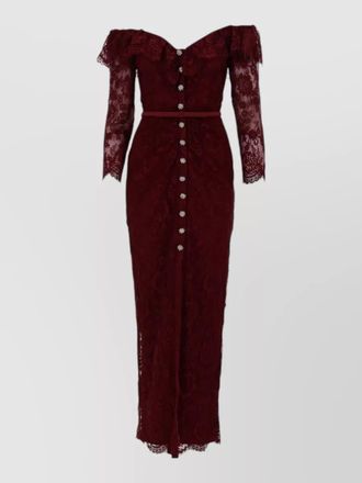 Self Portrait lace long dress jewel buttons design