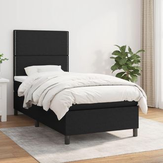 vidaXL Cama Box Spring Con Colch&oacute;n Tela Negro 90x200 Cm Vidaxl