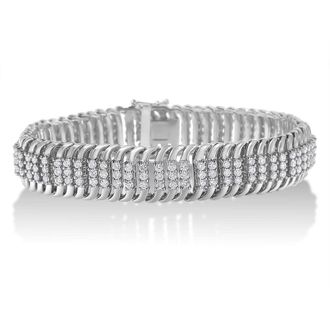 House of Brilliance 14K White Gold 5 ct TDW Multi Row Diamond Bracelet (H-I,I1-I2)
