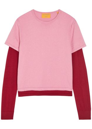 Guest In Residence Layered Long-sleeve Cotton-blend T-shirt - Pink - S (UK8-10 / S)
