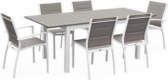 Sweeek Mesa de jardin, conjunto para exterior, marrón, 6 plazas