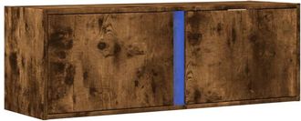 vidaXL Vidaxl - Mueble de tv de pared con luces led roble ahumado 100x31x35 cm