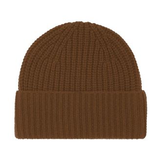 Windsor Geribbelde Kasjmier Muts - Dames - Accessoires - Bruin - Maat: ONE Size Kasjmier