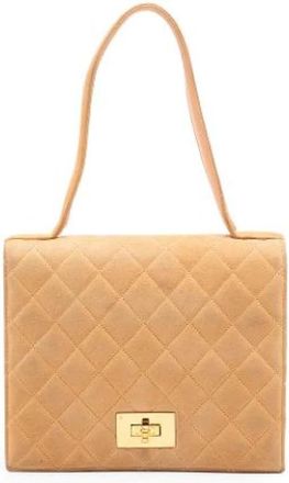 Chanel Pre-owned Vintage Quilted Suede Handbag - Dames - Vintage Handtas - Beige - ONE Size - Leer - Vintage