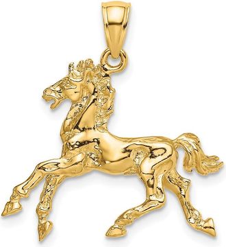 Diamond2Deal 10k Yellow Gold 3-D Horse Trotting Charm
