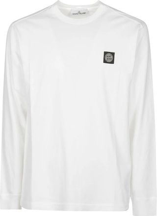 Stone Island 60/2 Katoenen Jersey T-shirt - Heren - Longsleeves - Wit - XL - Katoen - Tops