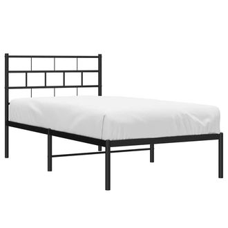 vidaXL Estructura Cama Sin Colch&oacute;n Con Cabecero Metal Negro 100x200 Cm Vidaxl