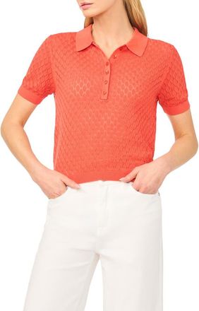 Ted Baker Clara Diamond Knit Polo in Tomato Orange at Nordstrom, Size X-Small