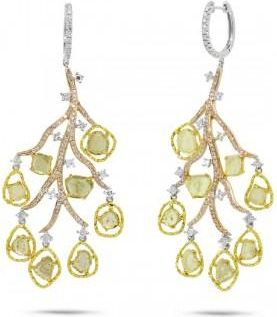 Allurez 4.55ct 18k Three-tone Gold Fancy Color Diamond Earrings