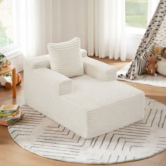 STILVORA Divano Modulare In Velluto A Coste Con Funzione Letto E Cuscino, Senza Montaggio, Beige