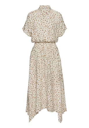 Lascana Midikleid LASCANA, Damen, Gr. 34, N-Gr, beige (creme, taupe bedruckt), Web, Obermaterial: 100% Viskose, bedruckt, figurumspielend ca. Mitte Wade, Klei