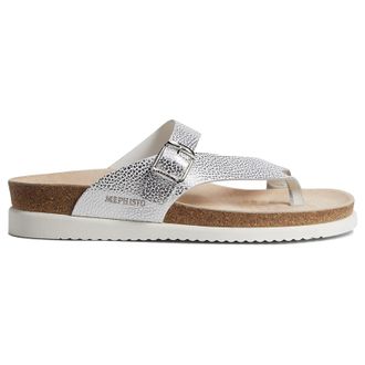 Mephisto Mephisto Helen Leather Womens Toe Post Sandals - Silver - Size:UK 8.5